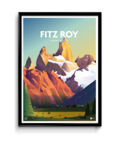 Poster illustré du Fitz Roy El Chalten en Argentine