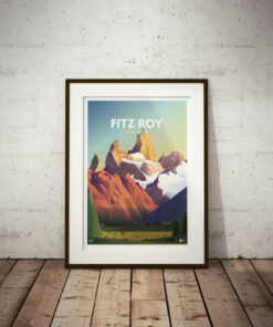 Poster illustré du Fitz Roy El Chalten en Argentine